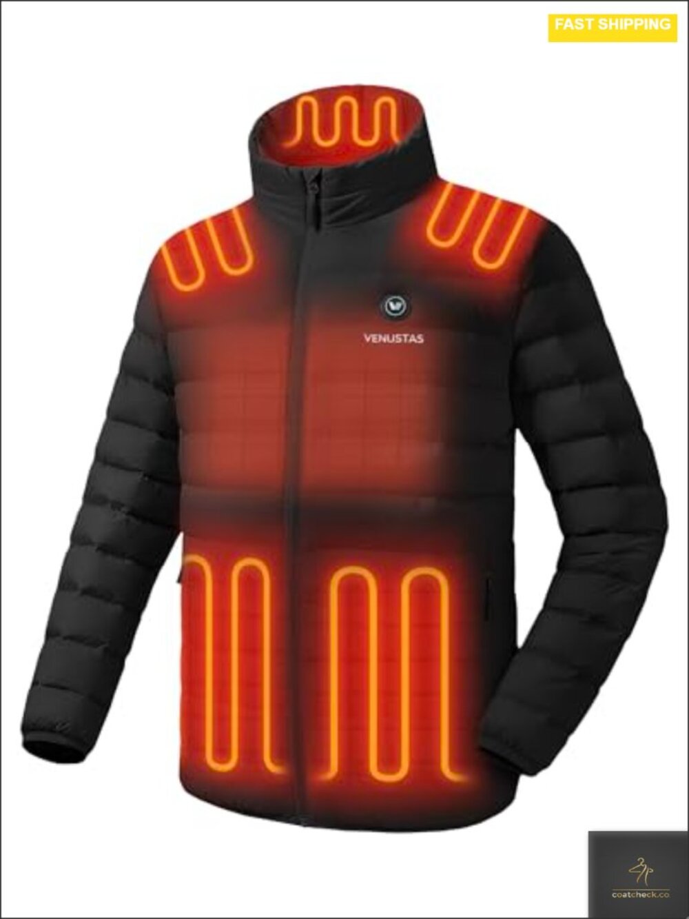 Men's Heated Puffer Jacket with Battery, 6-Zone Electric Winter Coat for